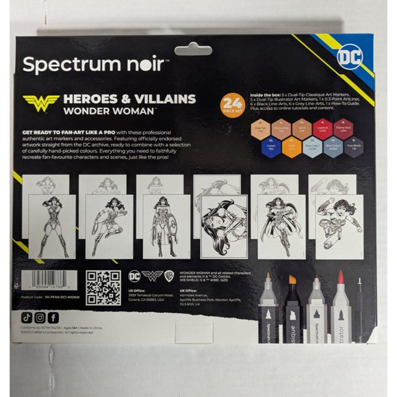 Spectrum Noir Wonder Woman Art Kit - 24 Piece Set Includes Markers & Prints - Picture 2 of 4